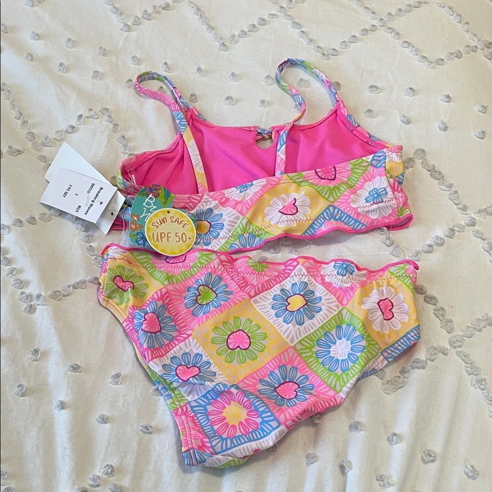 Colorful Floral Kids Bikini Set nwt breaking waves
